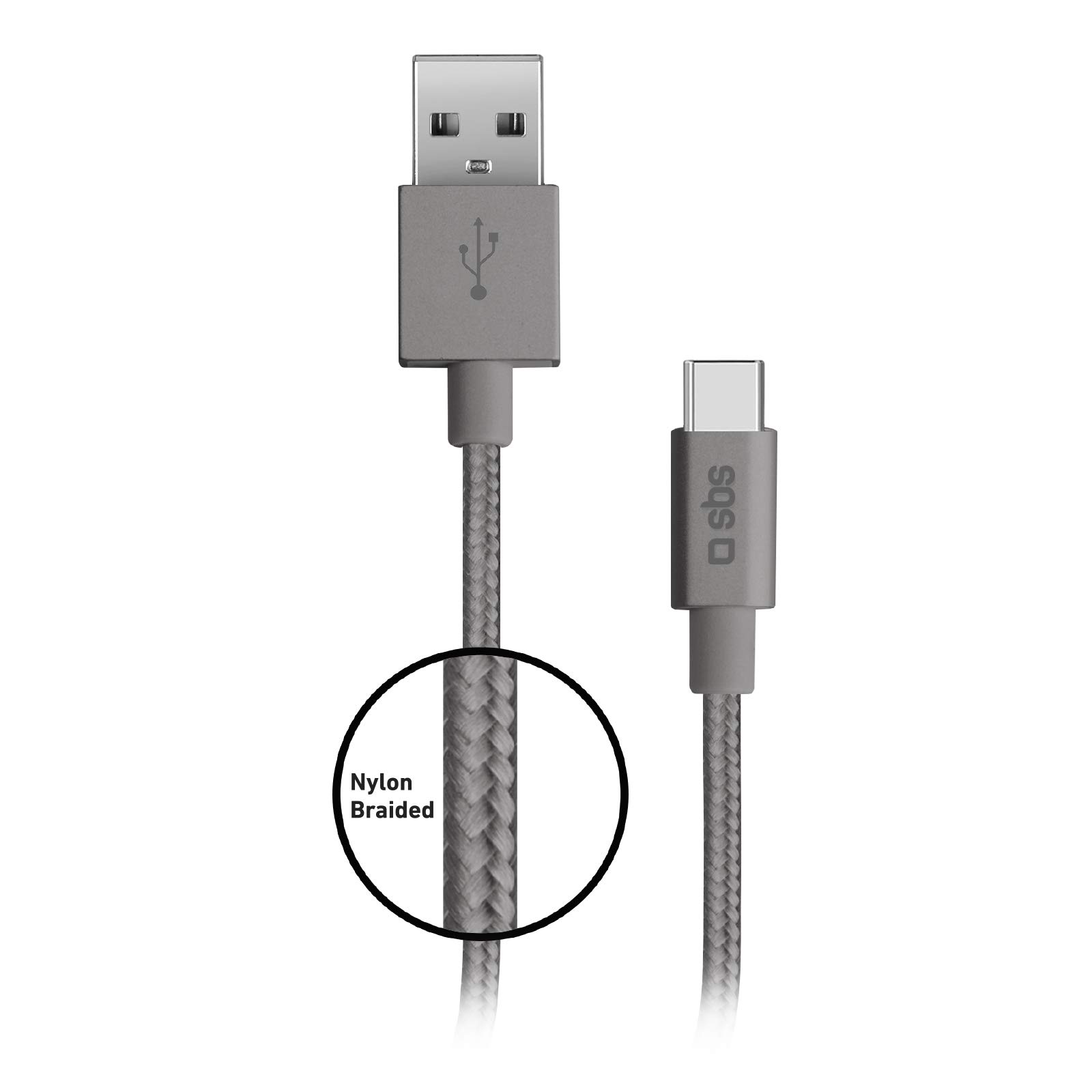 Cable Datos/Carga SBS USB 2.0 - Type C 1,5MTS Gris