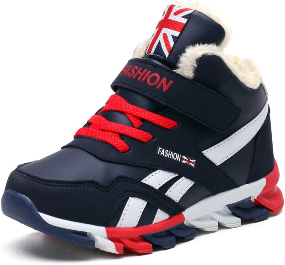 ailishabroyChildrens Waterproof Boots Boys and Girls Faux Fur Ankle Booties Unisex Kids Traines High Top Shoes