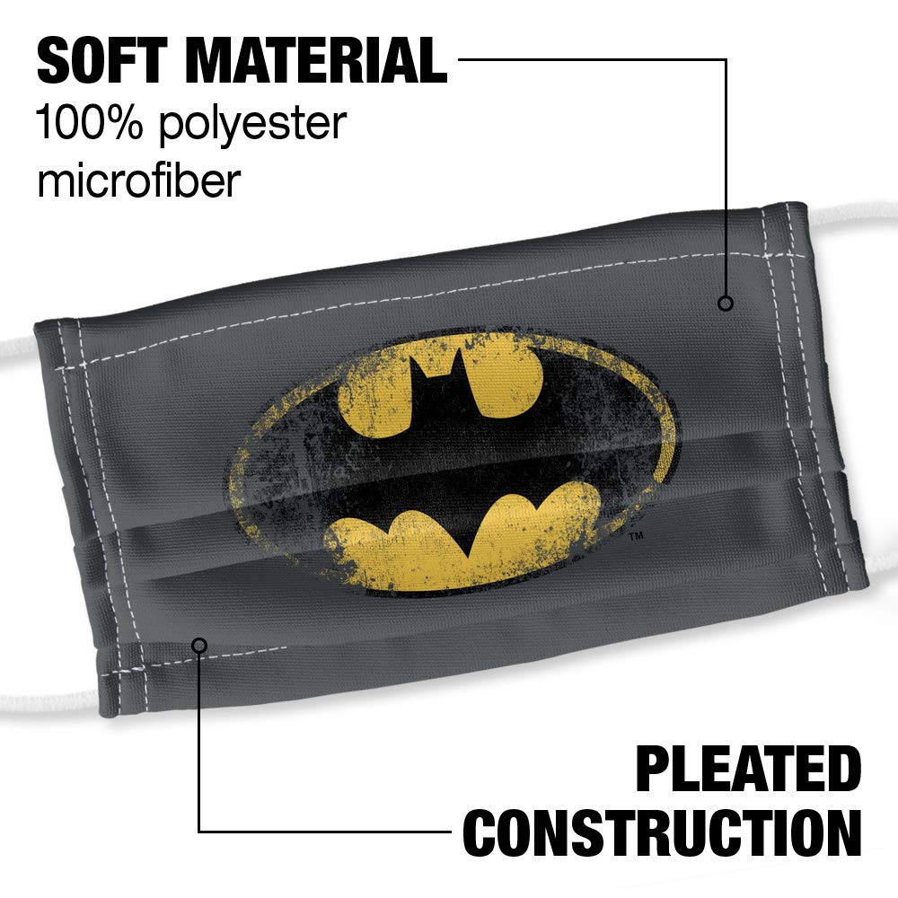 Popfunk Batman Destroyed Logo 1-Ply Reusable Face Mask Covering with Adjustable Nose Wire - Unisex