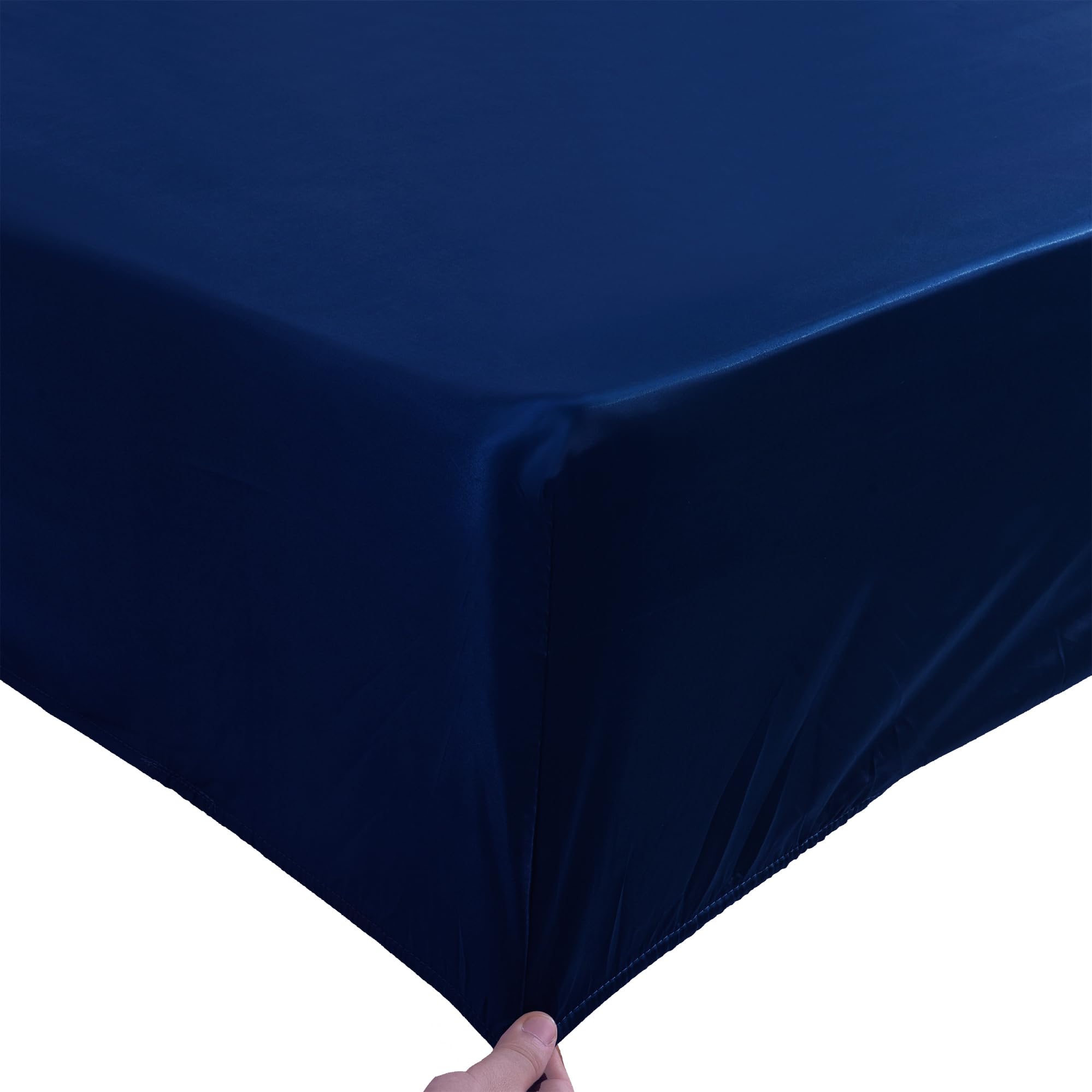 ROOEE Satin Silk Fitted Sheet with Pillowcase Set Breathable Soft Bedding Brushed Fabric Wrinkle - Image 4