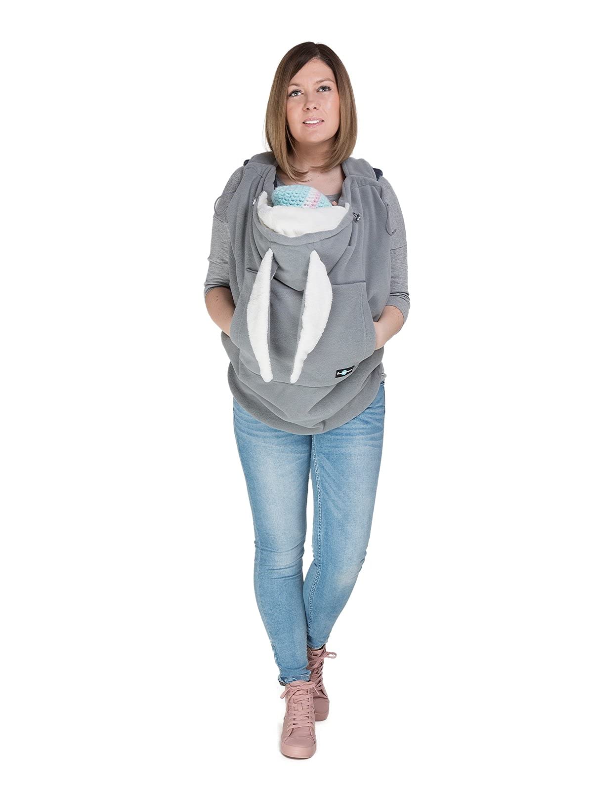 Fleece BABY Tragecover Tragebadeckung BUNNY GRAU