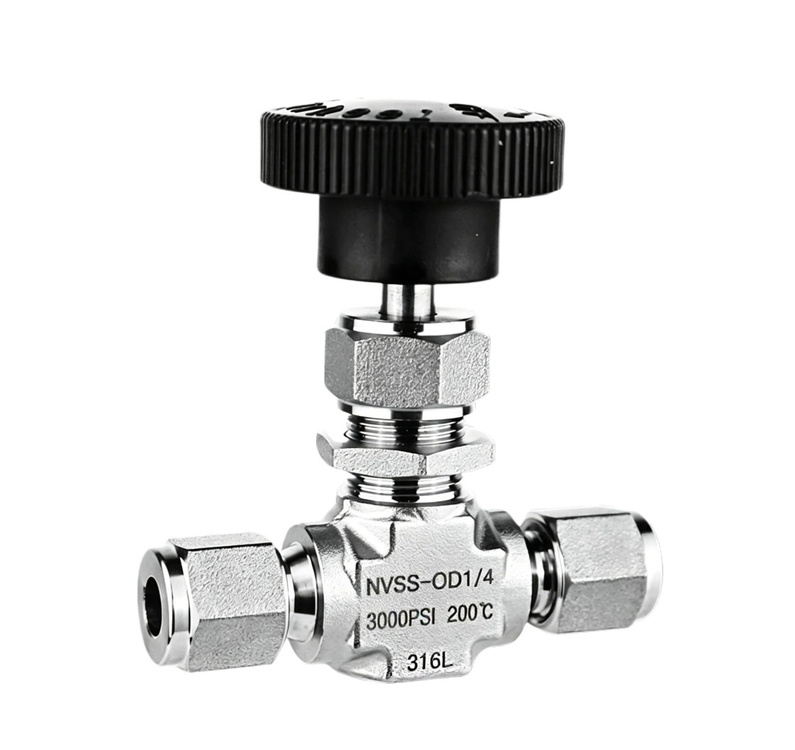 QVIVFYBOE needle valve 316 Stainless Steel Integral-Bonnet Needle Valves Tube Fitting 3000PSI Straight Pattern Pannel Mounting(8mm 3000PSI)