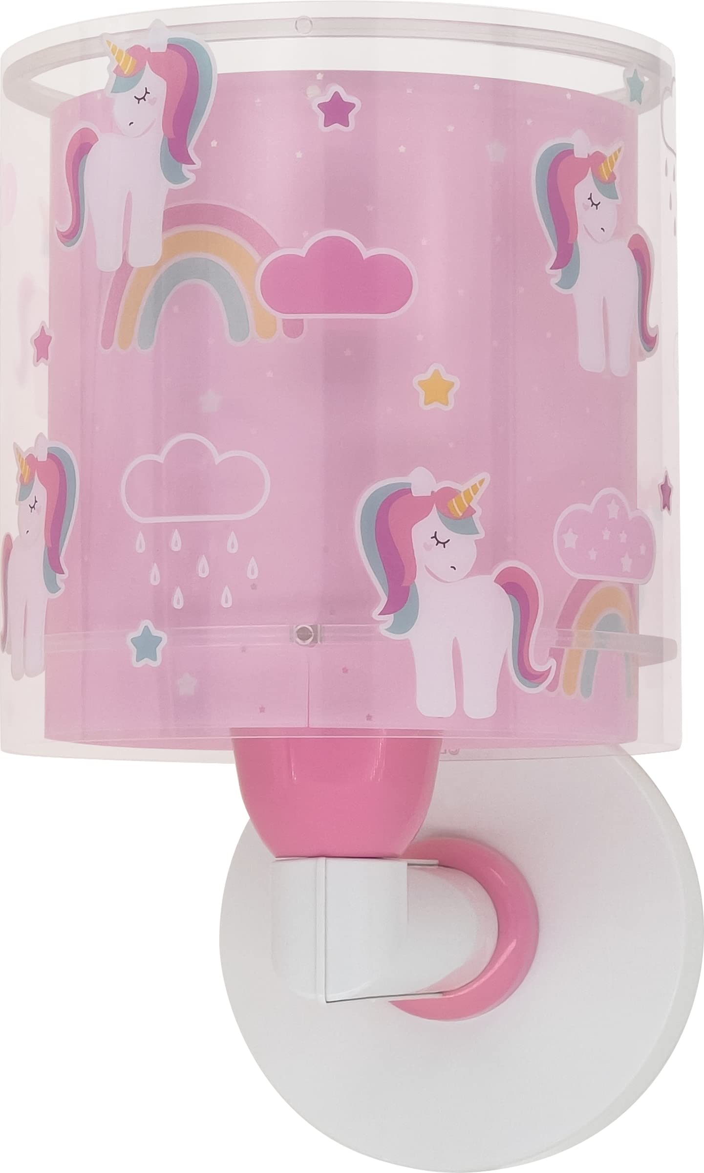 Dalber Lámpara Aplique Pared Infantil Unicorns Unicornios 41599 | Lámpara aplique de pared con instalación directa a la corriente o mediante cable con interruptor incluido.