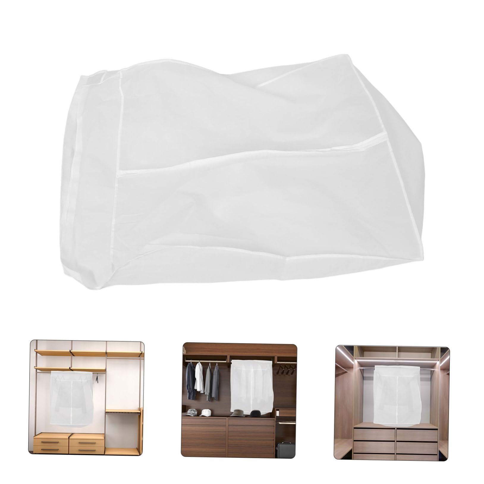 Amosfun Funda para Colgar Ropa de Peva de Color Claro, Protectora contra Polvo, Plegable y Resistente para Armario en Casa, Adecuada para Abrigos y Prendas Largas