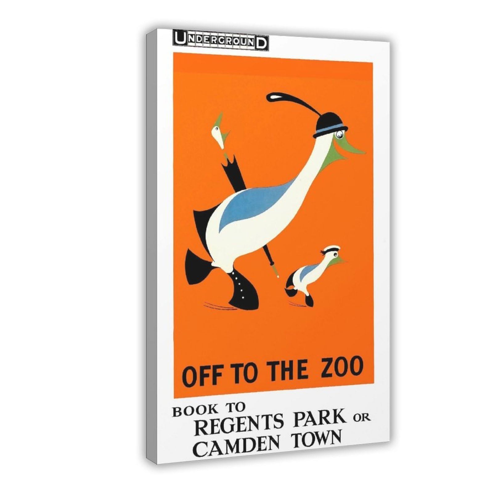 Poster su tela con scritta "Off to the Zoo London Underground", decorazione per camera da letto, ufficio, stanza, regalo, 40 x 60 cm