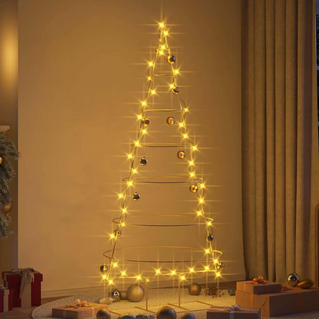 vidaXL Árbol de Navidad de Metal con Soporte Dorado 180 cm