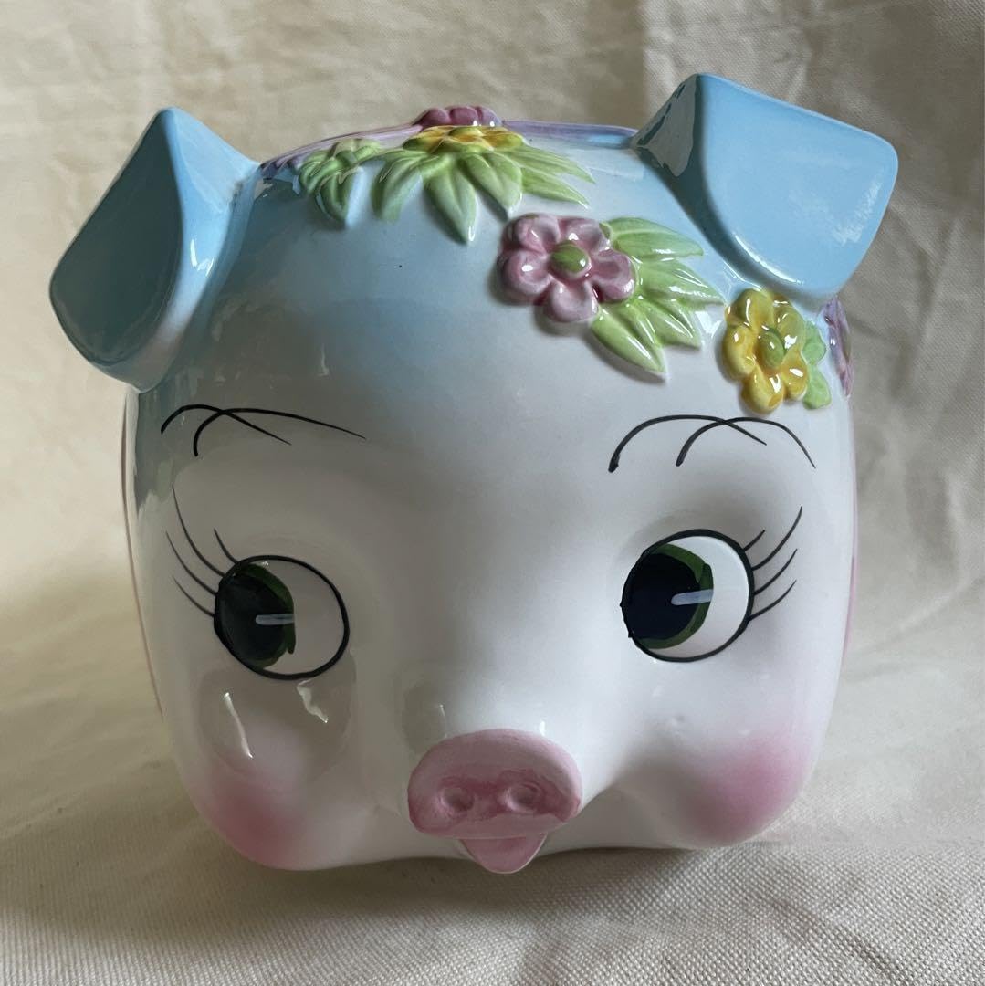 豚の貯金箱 大きいサイズ Piggy bank ピギーバンク 陶器 希少 レア 加藤工芸 豚の貯金箱 陶器製 ピギーバンク 水色 希少 - メルカリ 置物