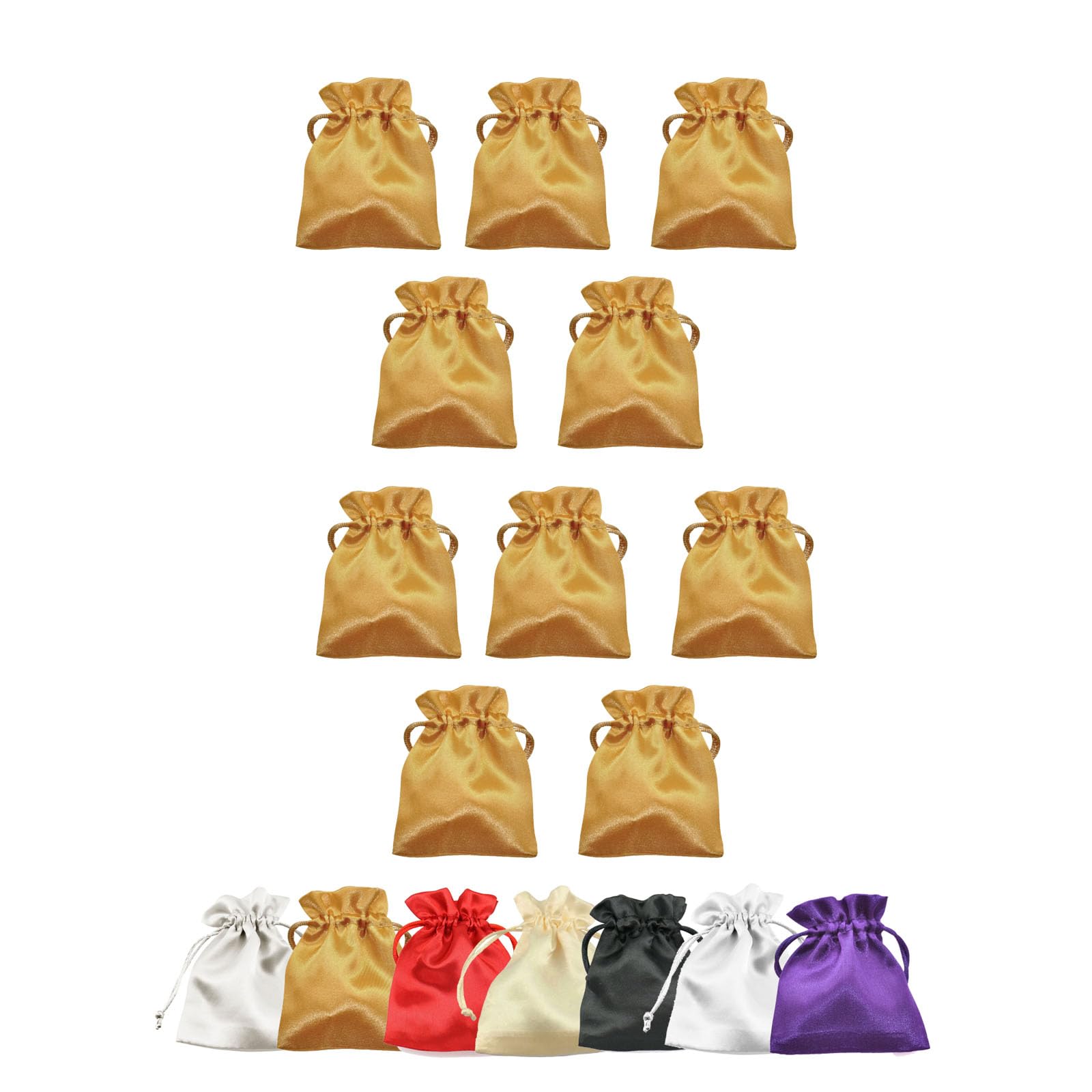 Van Der Linn Satin Gift Bags Drawstring Silky Jewellery Pouches Wedding Favour (Gold 10x14cm (10PCS))