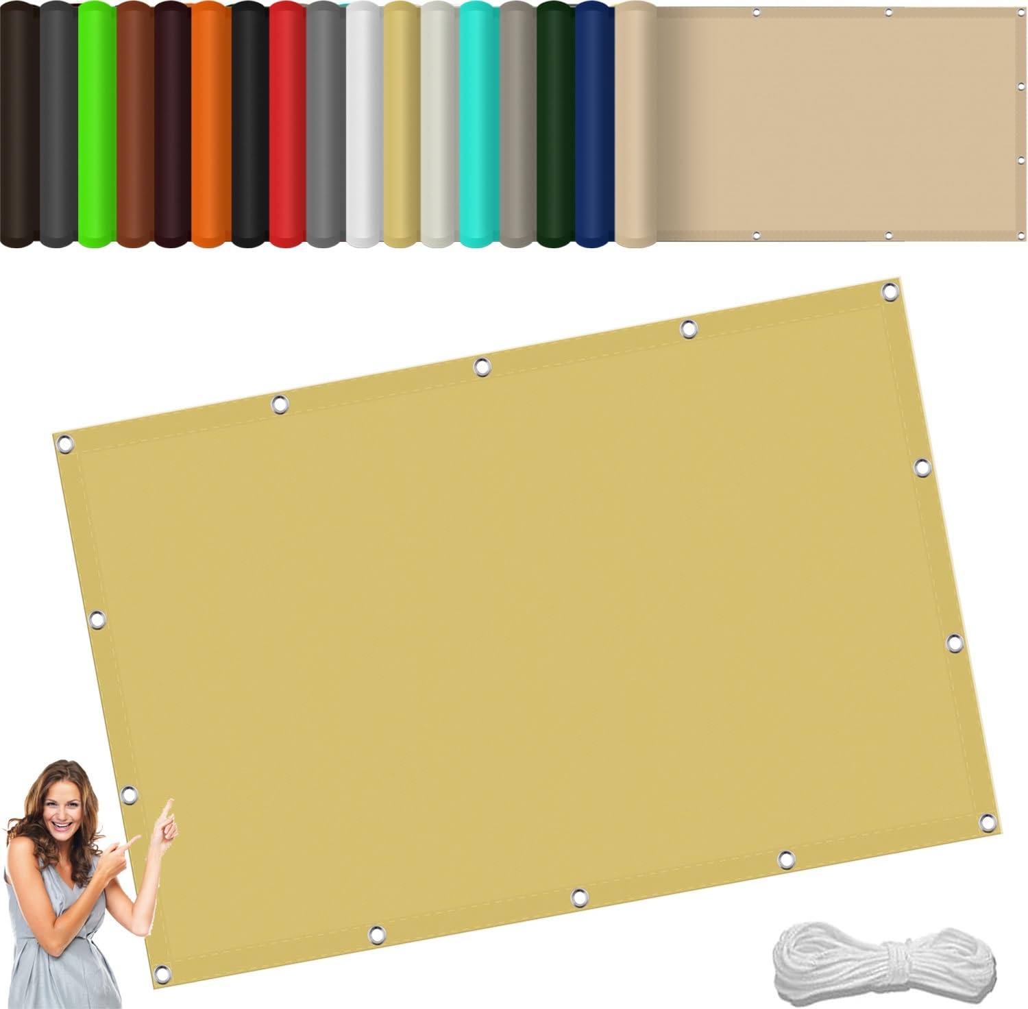 Zonnezeil Schaduwdoek 200 x 250 cm Waterdicht Zonwering met Uv-Bescherming, Weerbestendig Rechthoekig Zonneschermdoek Voor Serre, Kippenhok, Planten, Creme Kleur