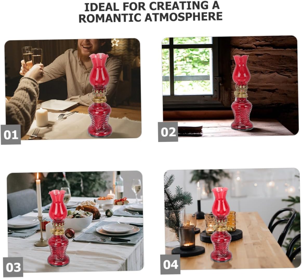 2pcs Vintage Glass Kerosene Lantern Antique Oil Lamp for Outdoor Use Romantic Light for Camping and Tents Elegant Hand-Drawn Design for Couples
