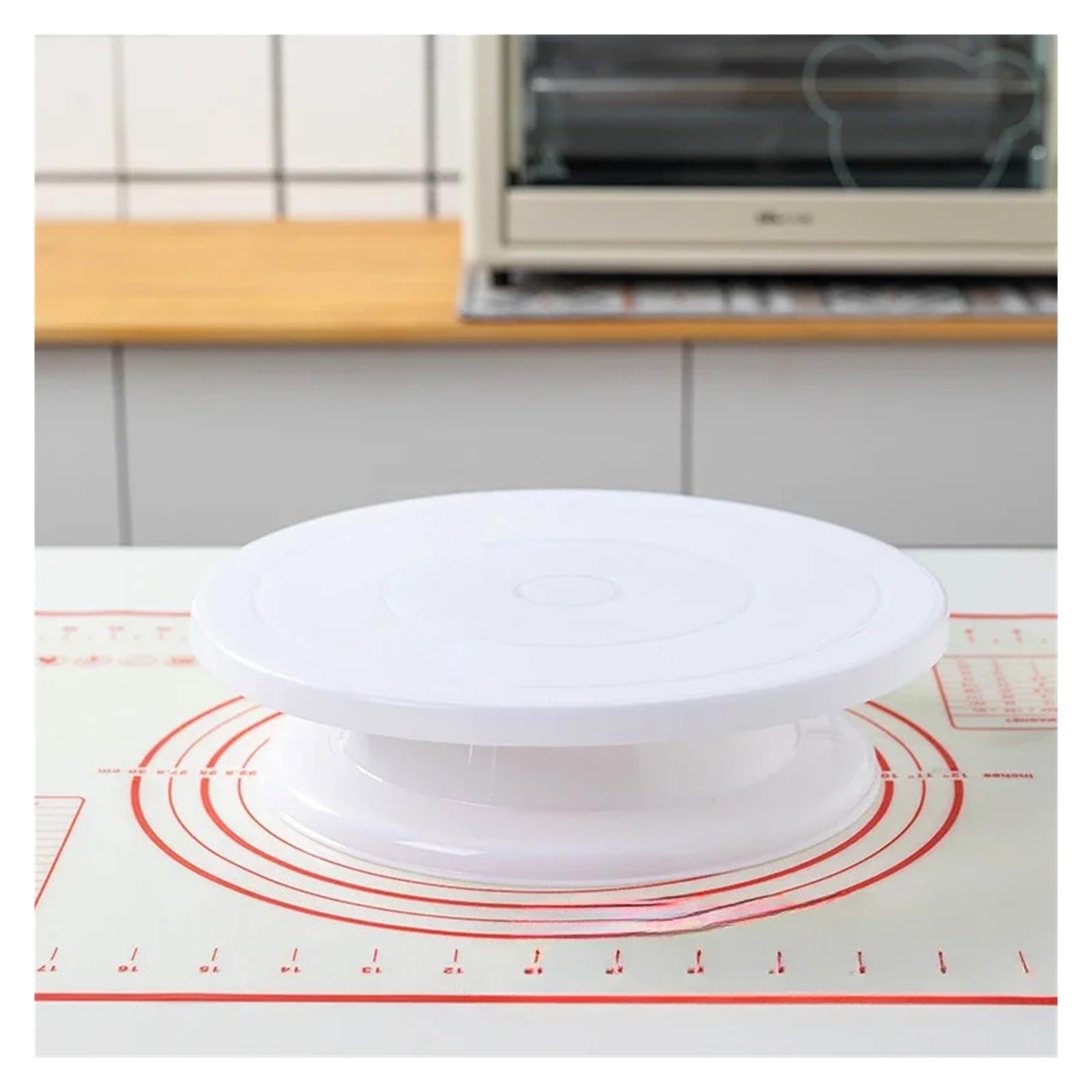 Plateau tournant en Plastique antidérapant for gâteau d'anniversaire pour La Cuisson,La Décoration De Gâteaux(White)