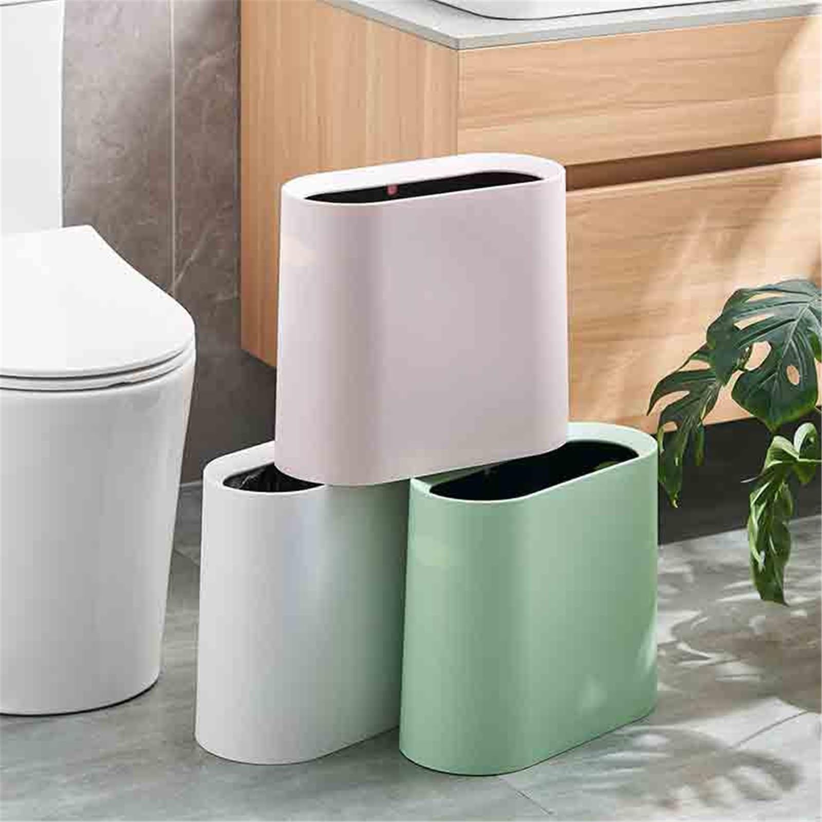 Mülleimer Mülleimer Haushalt Badezimmer Küchenabfalleimer(Weiß)
