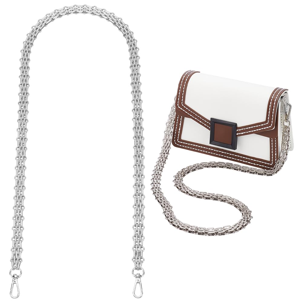 UNICRAFTALE 1 cadena de metal de 100 cm con 5 filas de extensión, con cierres giratorios, cadena corta de platino con hebillas, accesorios de repuesto para bolsos, bolsas de hombro, manualidades