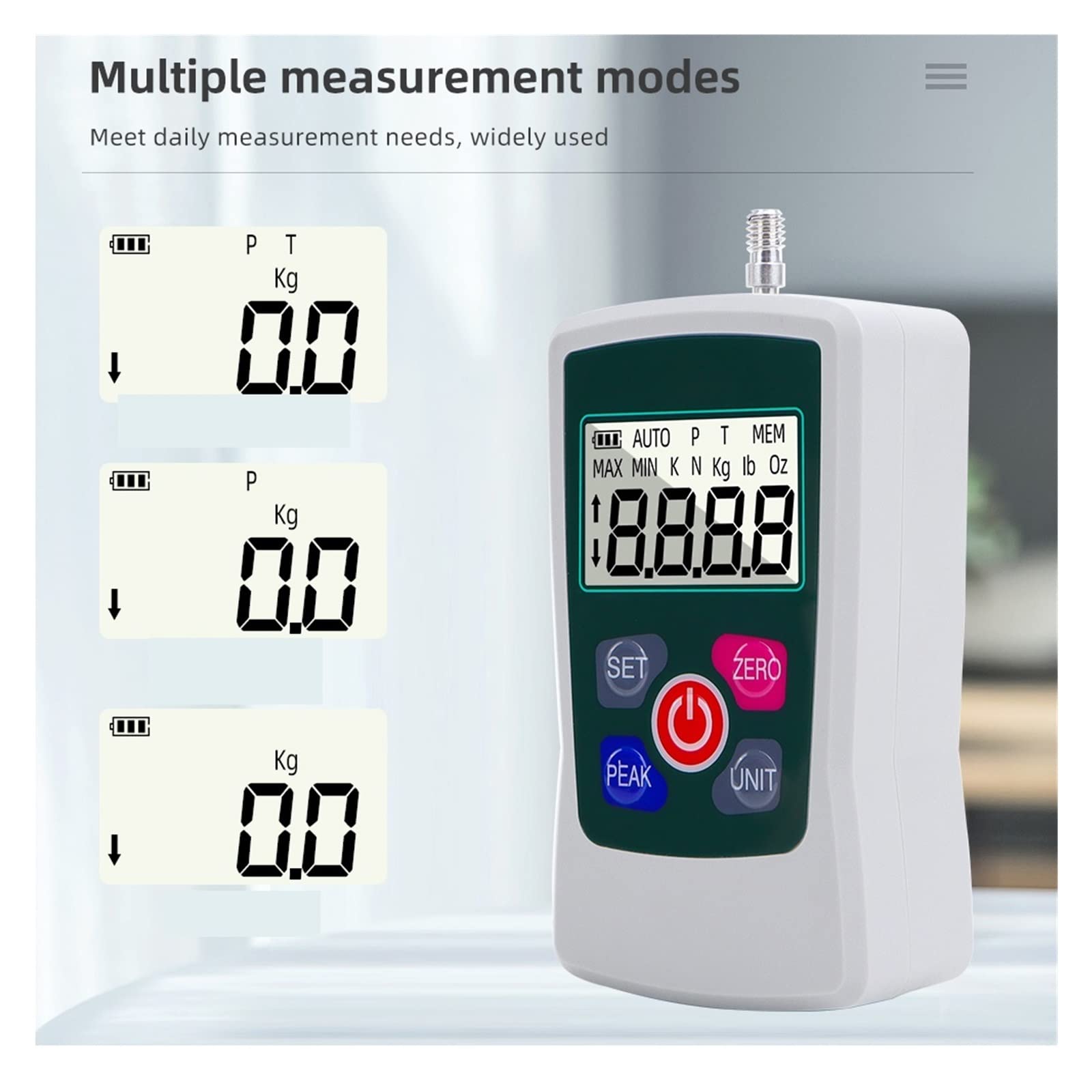Misuratore di forza digitale AMF Digital Force Gauge 500N Retroilluminazione automatica Strumento di misura Spring Push Pull Dinamometro Oz Lb N Kg Attrezzatura di prova per il Laboratorio Didattico S