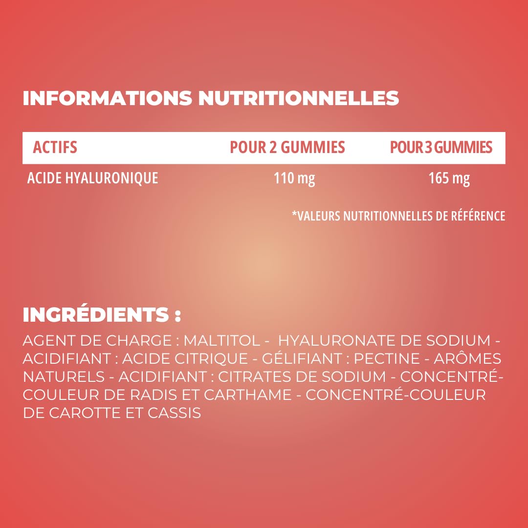 ZOHI - Coffret Compléments Alimentaires - Acide Hyaluronique - Cure de 3 Mois - 3 x 60 Gommes de Fruits Goût Framboise Pêche - 180 Gummies - Fabriqué en France