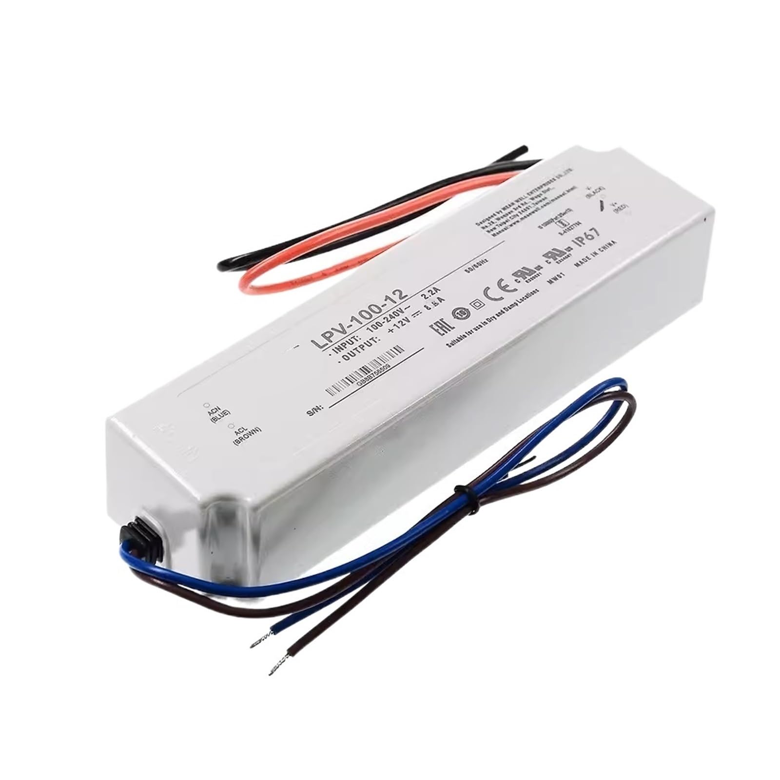 YIVELYYZG LPV-100 5V 12V 15V 24V 36V 48V DC 100W Waterproof IP67 Light bar Transformer Switching Power Supply(Lpv-100-15 15v)