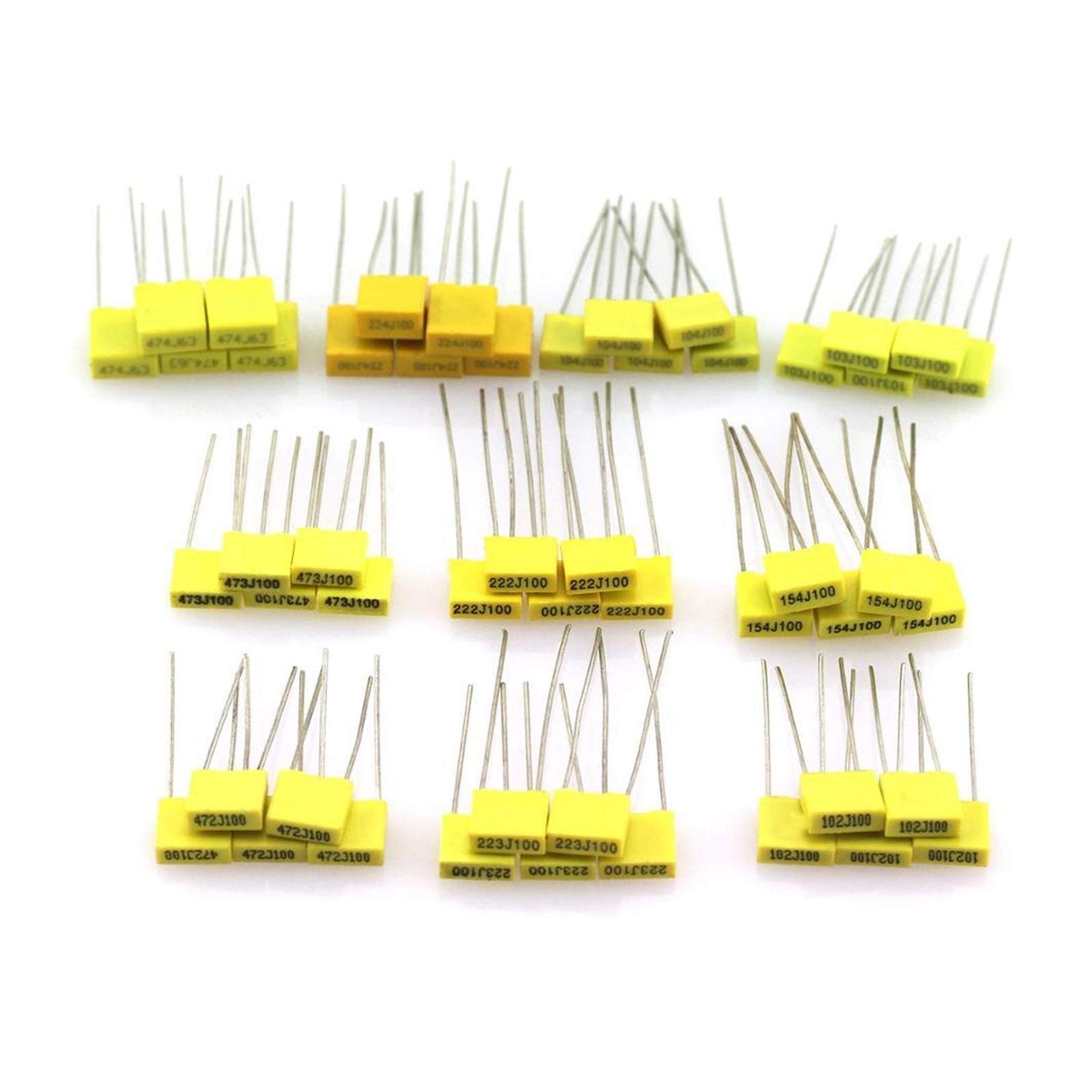 Buy YSJJNDH Capacitors 50pcs/lot 10 Value Polypropylene Film Capacitor 1nF 10nF 47nF 100nF 470nF