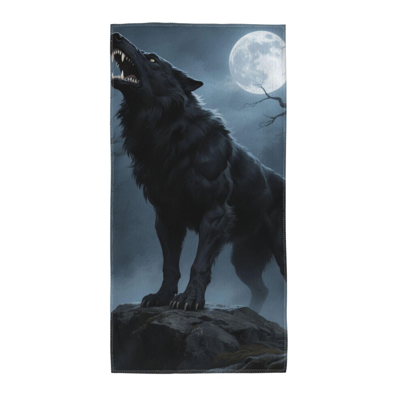FekiLoot Absorbent Hand Towels 13.8"X27.5" Decorative Bathroom Towel Soft Microfiber Face Towel Ferocious Howling Wolf Dish Kitchen Towels for Bathroom Kitchen Hotel Spa Bath Towels