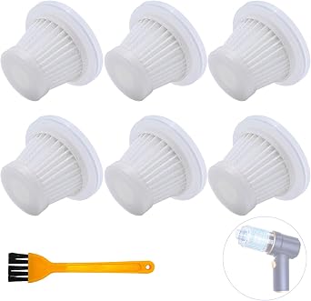 6-Pack LT-117C HEPA Filter Replacement ONLY for KMM LT-117C Handheld Car Vacuum Cleaner Blue Body