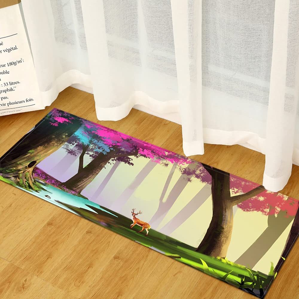 OPLJ3D Landscape Pattern Bathroom Anti-Slip Absorb Water Rug Kitchen Carpet Bedroom Doormat Entrance Home Hallway Floor Mat A12 40x120cm