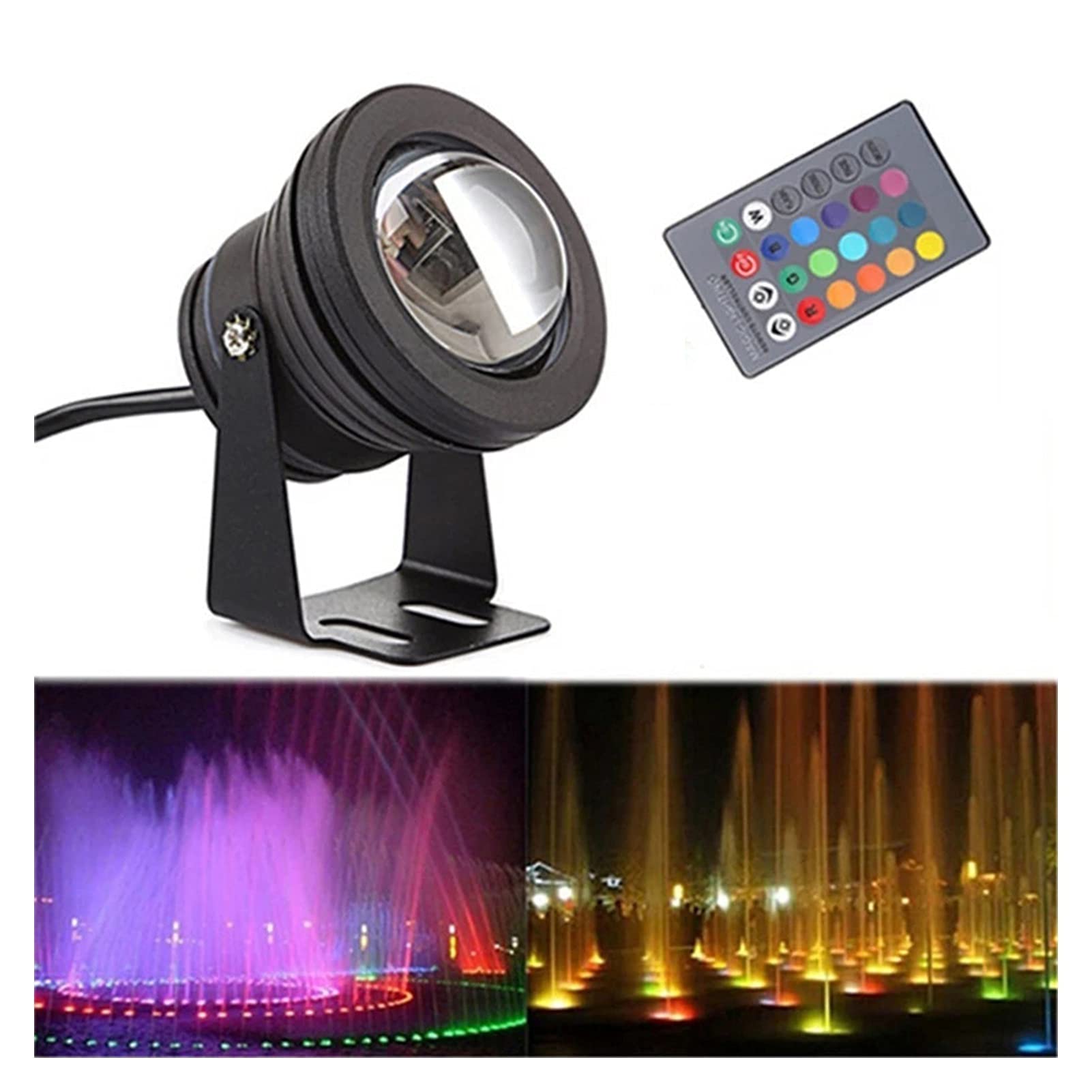 WZYJLyds LED pond light underwater lights 10W pond fountain lights IP68 waterproof Surface-mounted Underwater spotlight (Color : RGB+remote control, Size : B-24V)