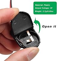 Vista 4 de Soporte de batería CR2032 de 30 piezas con plomo, soporte de celda de moneda de 3 V con interruptor, soporte de batería de botón CR2032 (negro)