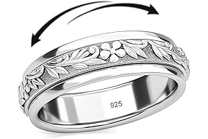 Sterling Silver Fidget Spinner Ring for Women: Moon and Star Anxiety Ring