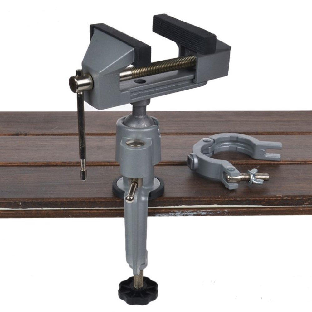 NUZAMAS Étau de table 2 en 1 en alliage d'aluminium pivotant à 360 degrés pour perceuse électrique, support d'outils