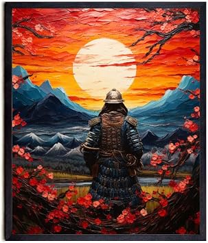 Bestbuddy Pet 11X14 Unframed Starry Night Inspired Ancient Japanese Warrior Shogunate Ruler Mount Fuji Flowers Oil Painting Art Print Poster Wall Decor AP237