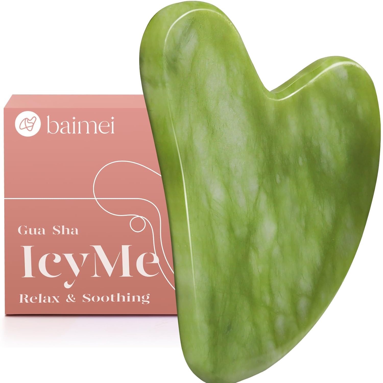 BAIMEIGua Sha,Face Massager Stone for Skincare, Natural Jade Gua sha Tool for Self Care Routine & Relaxation, Skin Care Gifts for Women & Men,Daily Facial Massage Routine