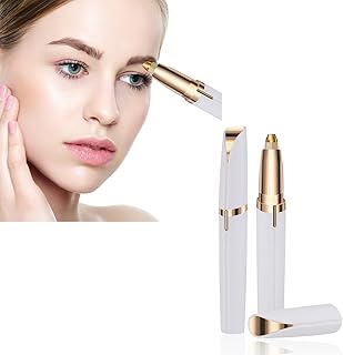 Rechargeable Portable Face Hair Remover, Electric Painless Eyebrow Flawless Trimmer Epilator for Women, Razor with Light for face Hair and Nose Hair, White