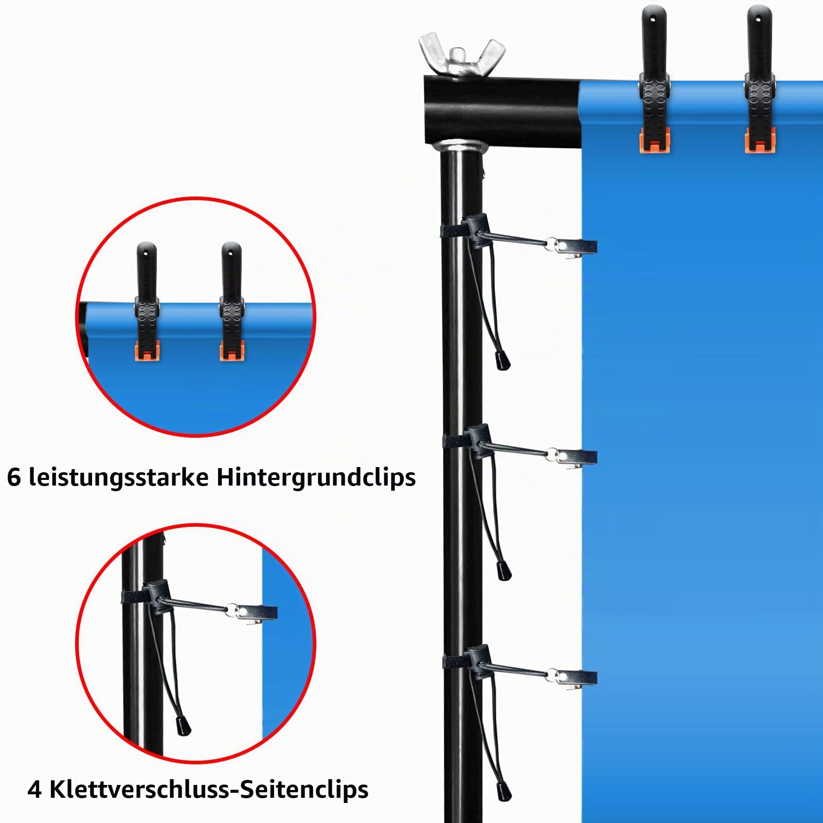 Relota Foto Hintergrund Ständer 200cm X 300cm, Verstellbarer Hintergrundsystem mit 10 Starker Klemme, Fotohintergrund Ständer, Backdrop Stand für Fotostudio, Produkt Fotografie, Video, Porträt