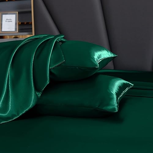 Miniatura 4 de Homiest Juego de sábanas de satén de 7 piezas, tamaño California King, juego de sábanas de satén sedoso de lujo, 1 sábana bajera de bolsillo