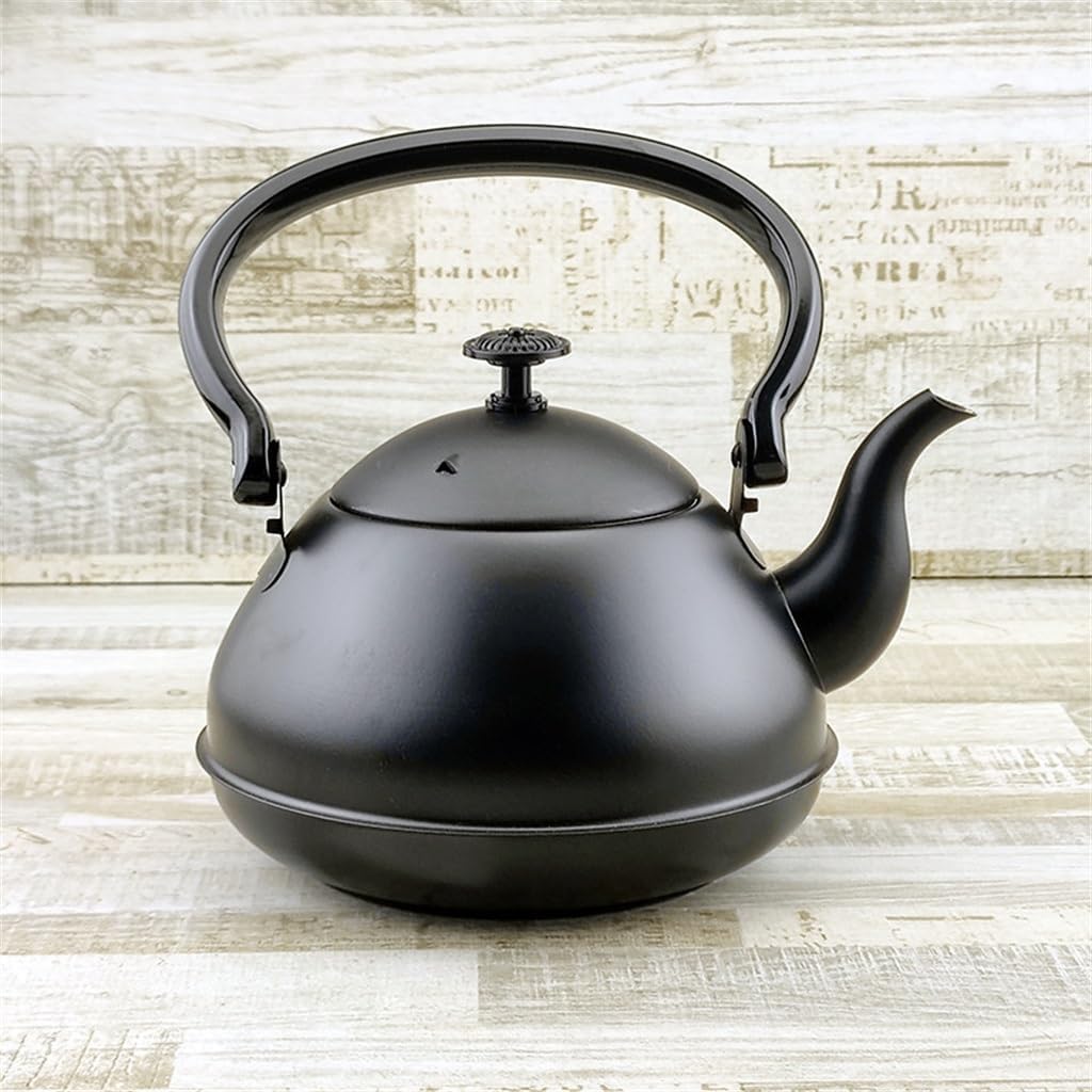 Stainless Steel Black Kettle Household Flat Restaurant with Filter Retro Teapot
