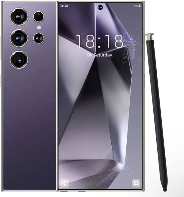 Teléfono desbloqueado S24 Ultra Android, 8 núcleos, 8GB+256GB, pantalla HD de 6.8 pulgadas, cámara 108MP+48MP, batería 6800 mAh, 5G doble SIM (Púrpura)