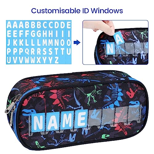 Image of Cambond Pencil Case for Boys - Big Capacity Cute Pencil Cases for Kids Large Storage Pencil Pouch for School, Pencil Case with Letter Cards and Slot, Black Dinosaur