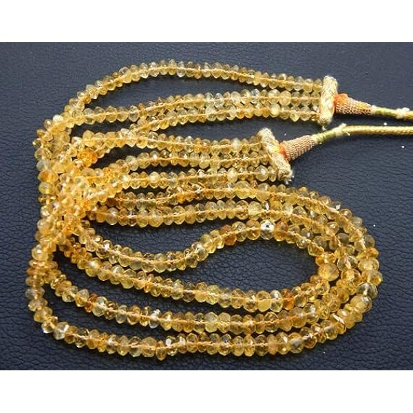 LKBEADS Natural Citrine faceted rondelle 6-7 mm beads Gemstone necklace 3 Strands in 1 necklace