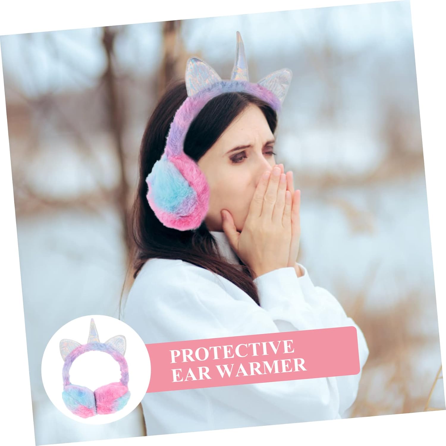 LIOOBO Unicorn Sequin Earmuffs Plush Ear Cover for Girls Winter Outdoor Protection Comfortable Ear Warmer for Boys and Girls