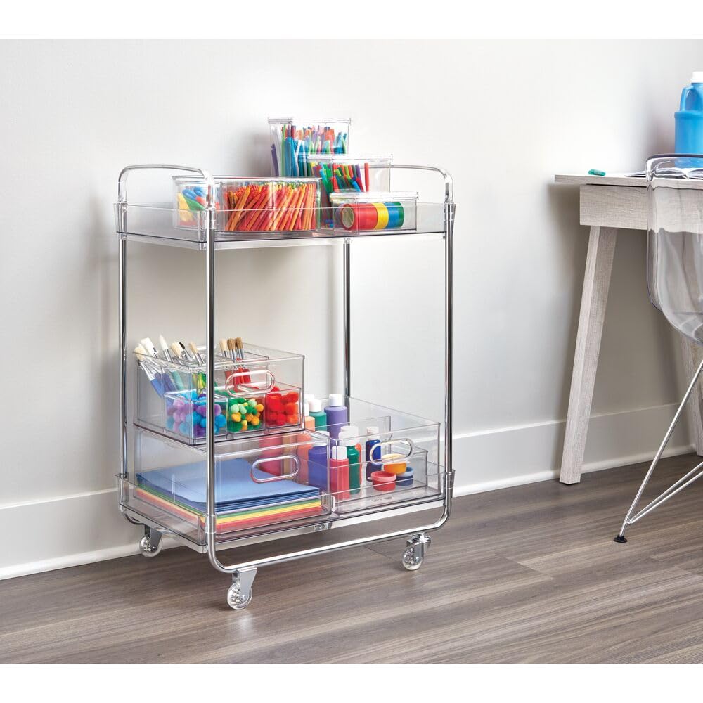 The Home Edit by iDesign Carrello rotante trasparente a 2 ripiani con ruote bloccabili