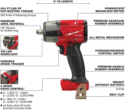 Miniatura 2 de 2962P-20 Se adapta a Milwaukee M18 FUEL Llave de impacto de 12 pulgada de par medio con retención de pasador