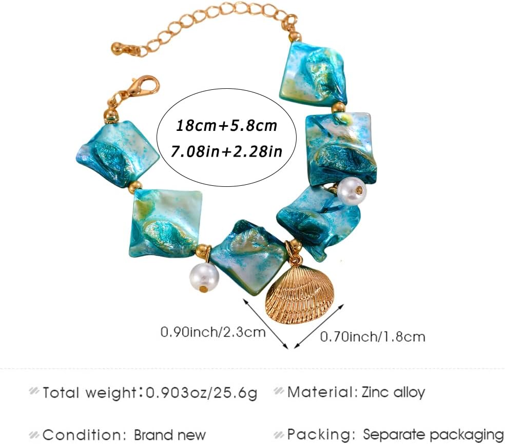 Chunky Irregular Seashell Pearl Bracelets for Women Hawaii Beach Sea Shells Coastal Conch Bracelet Trendy Tropical Pearls Statement Jewelry Gifts - Image 3