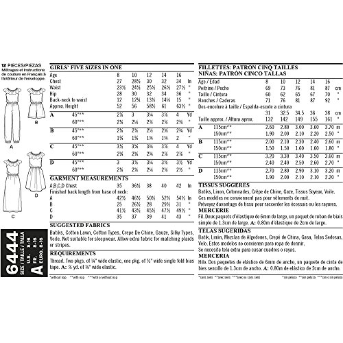 New Look Patterns Girl's Dress And Jumpsuit In Two Lengths Size A (8-10-12-14-16) 6444 #TOP1