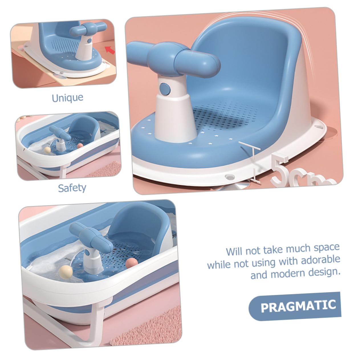 Badewannensitz aus Pp mit Stabilem Sicherheitsdesign und Komfortabler Sitzfläche Duschsitz für Neugeborene und Säuglinge Modernes Blaues Badezubehör