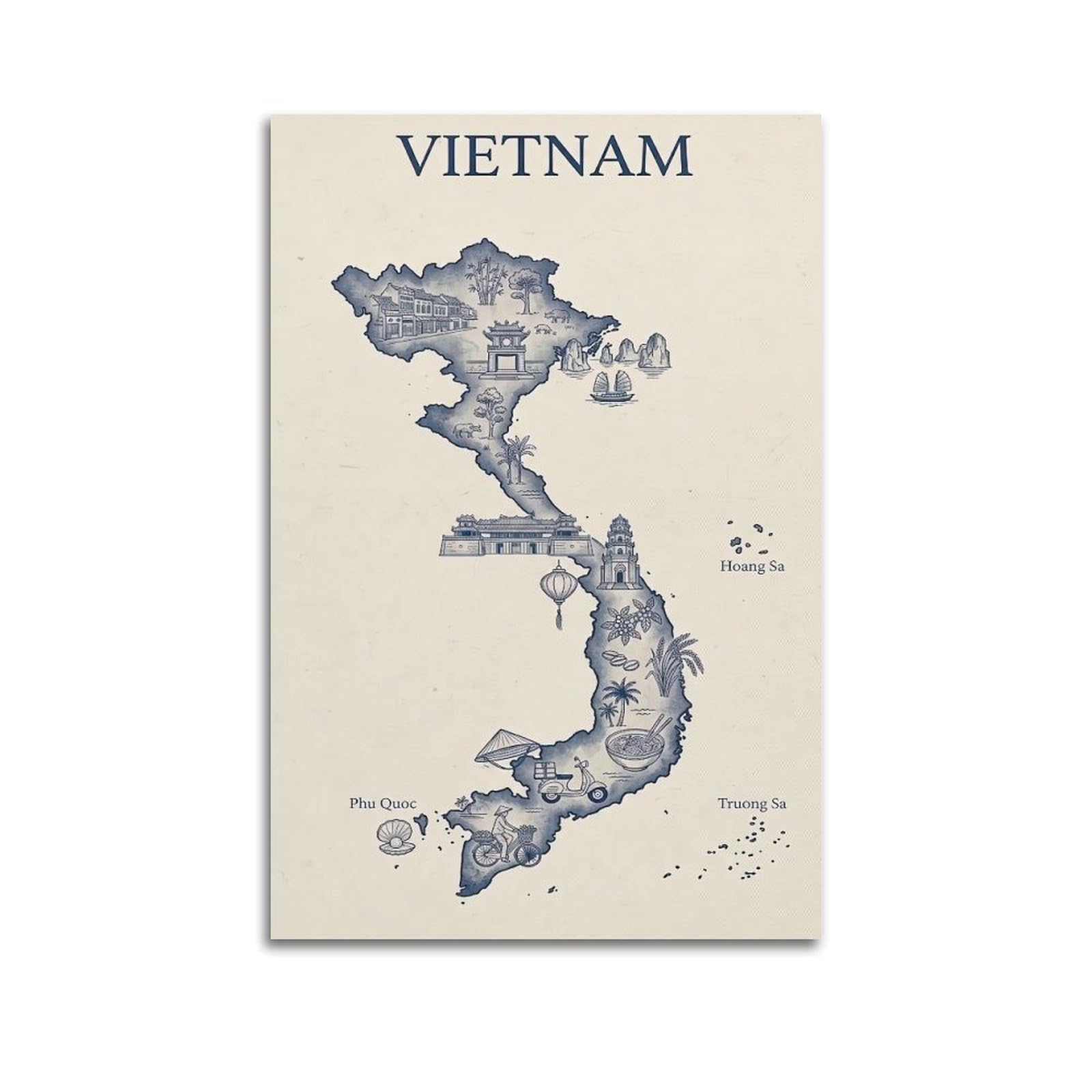 OKAHYS Vintage Vietnam Travel Artwork Poster Decorative Painting Canvas Wall Artworks Picture 16x24inch(40x60cm)