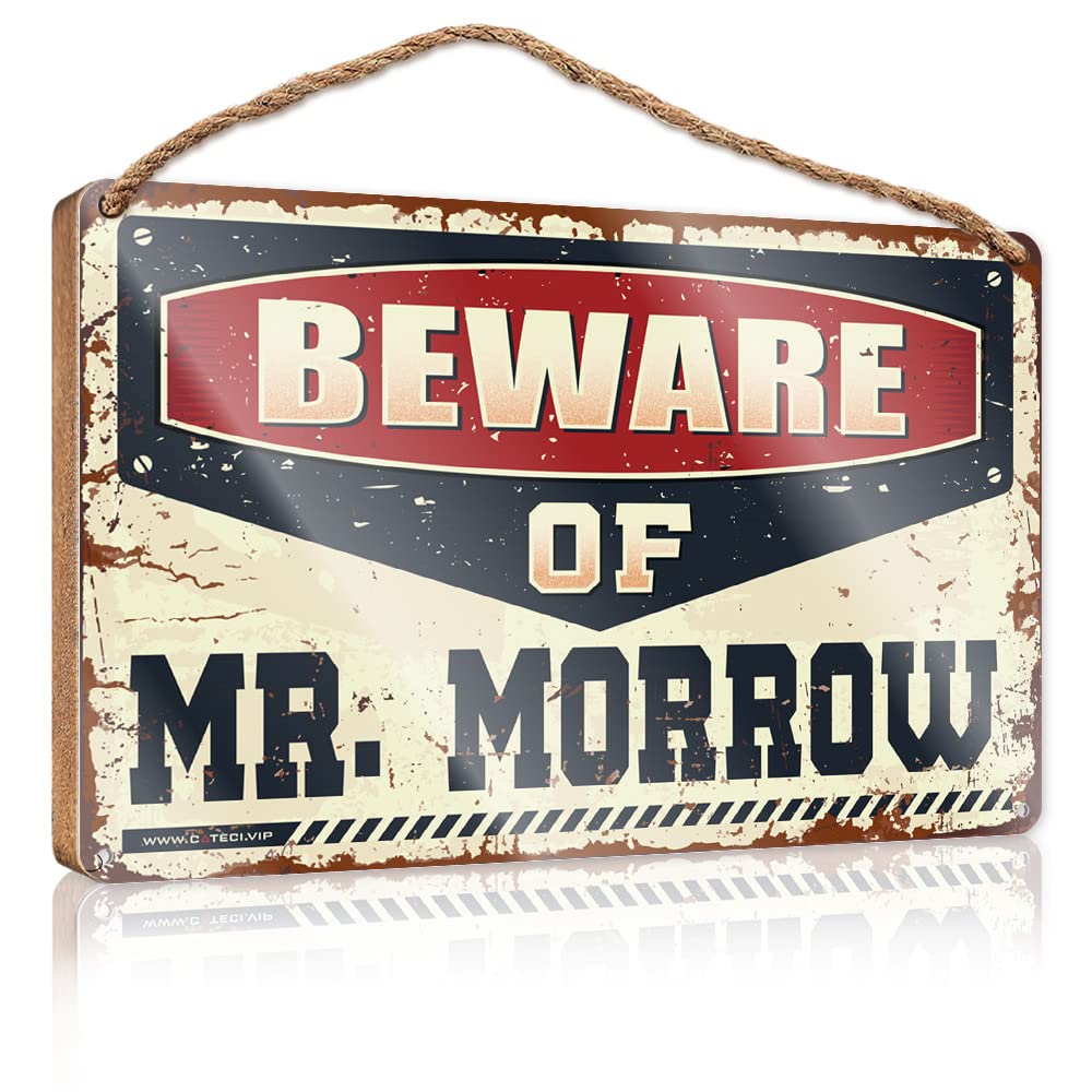 Dtha One Color Bathroom Signs Decor Funny Beware Of Mr. Morrow Wooden Sign Wood Decor Sign Hanging Decor Porch(15X28cm)
