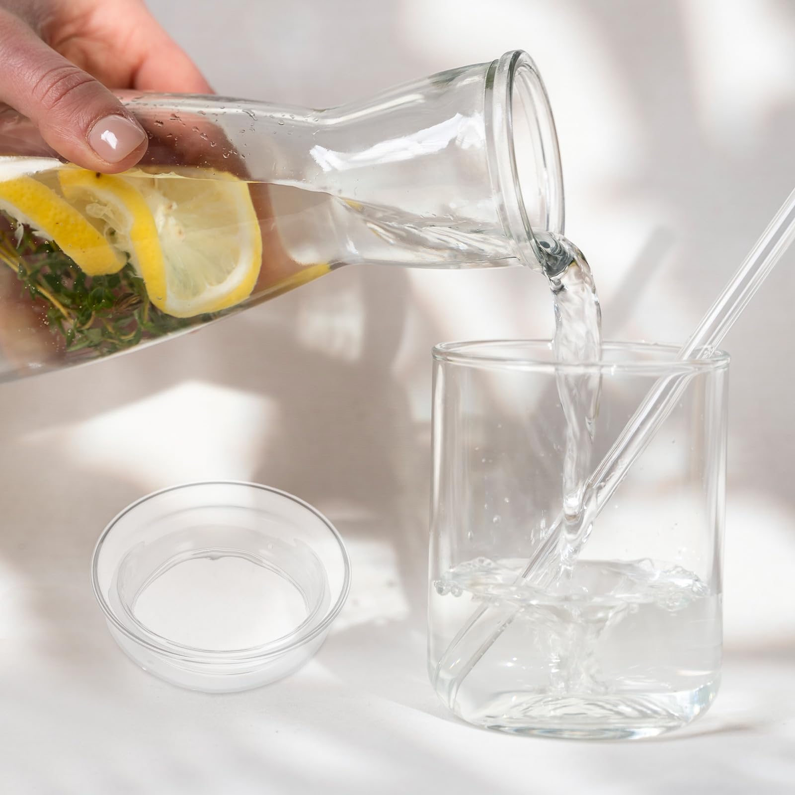 Tapa Jarra Agua Cristal de Vidrio Cubierta de Silicona, Repuesto para Jarra de Agua, Evita Derrames, 2 Piezas