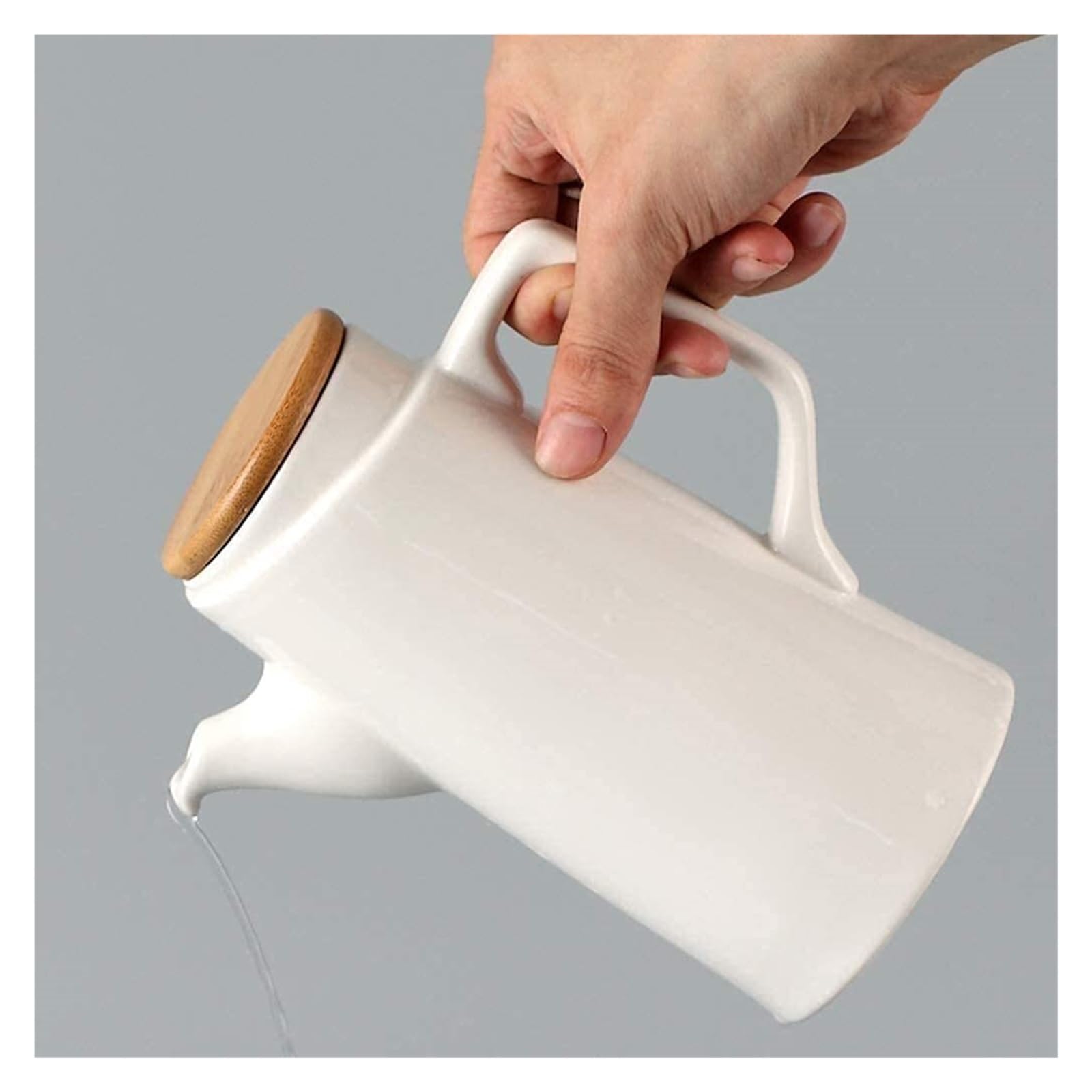 Set Olio e aceto Dispenser for Olio e aceto, Bottiglia di aceto da 500 ml Olio in Ceramica Salsa di soia Bottiglia Pentola da Cucina Bottiglie con Coperchio in Legno a Prova di Polvere Oliera