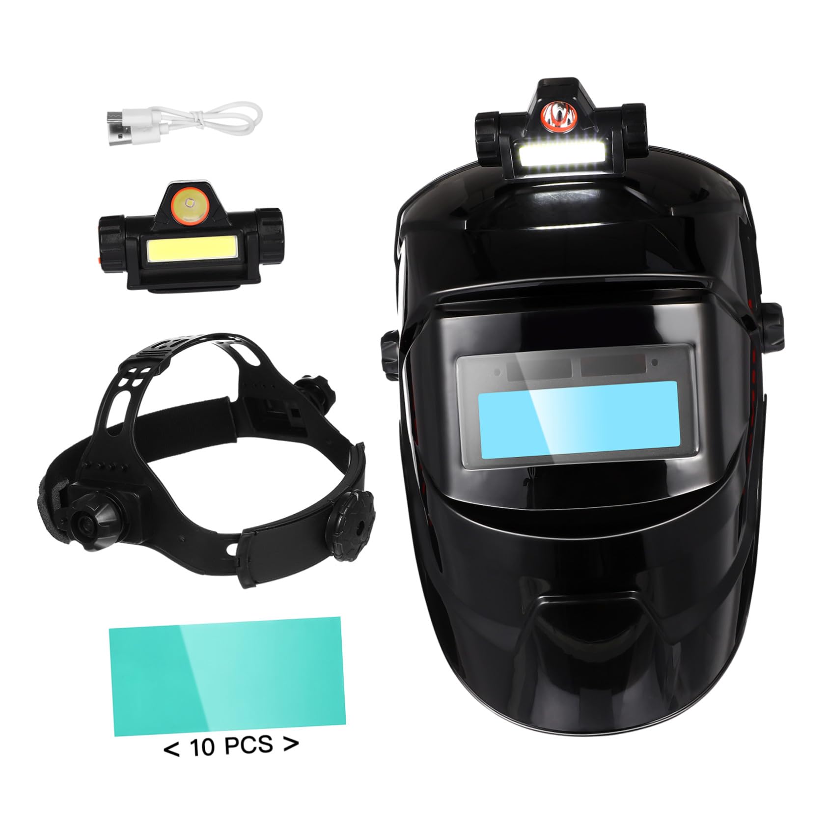 Casque de Soudage Monté Tête Écran Grand Format True Color, Cagoule de Soudage Portable à Énergie Solaire, Filtre Automatique Ajustable pour Protection Industrielle et Travail
