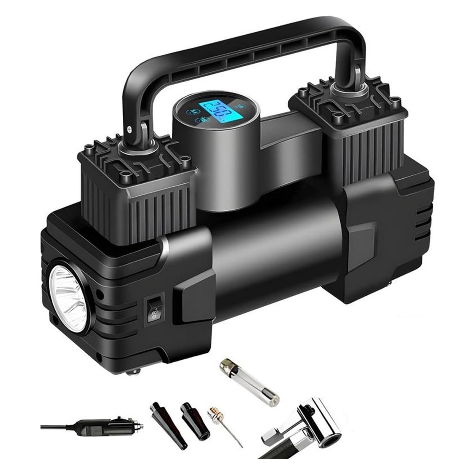 12V Pompa Powietrza W Oponach Samochodowych Wielofunkcyjna Inflacyjna Sprężarki LED Light Cyfrowy Wyświetlacz Pompka Do Opon Motocykla Natychmiastowa Inflacja(Digital display)