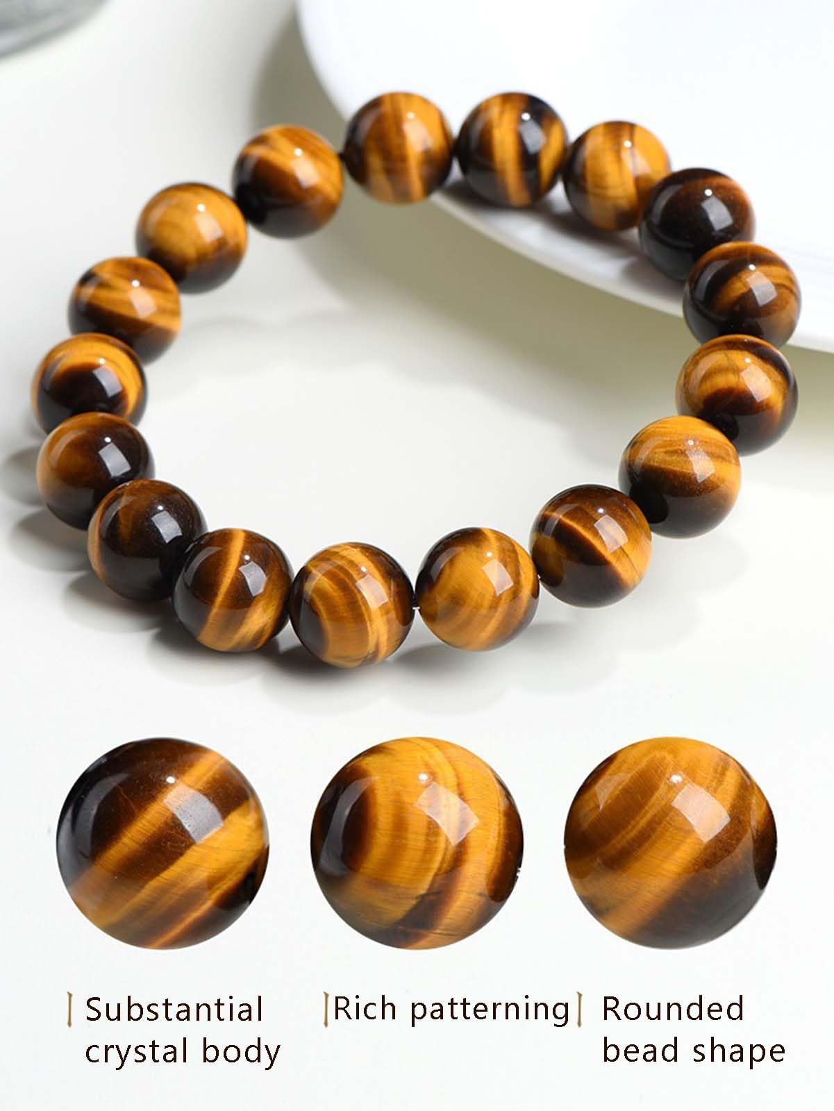 Pulsera de Piedra de Ojo de Tigre Natural para Hombres y Mujeres